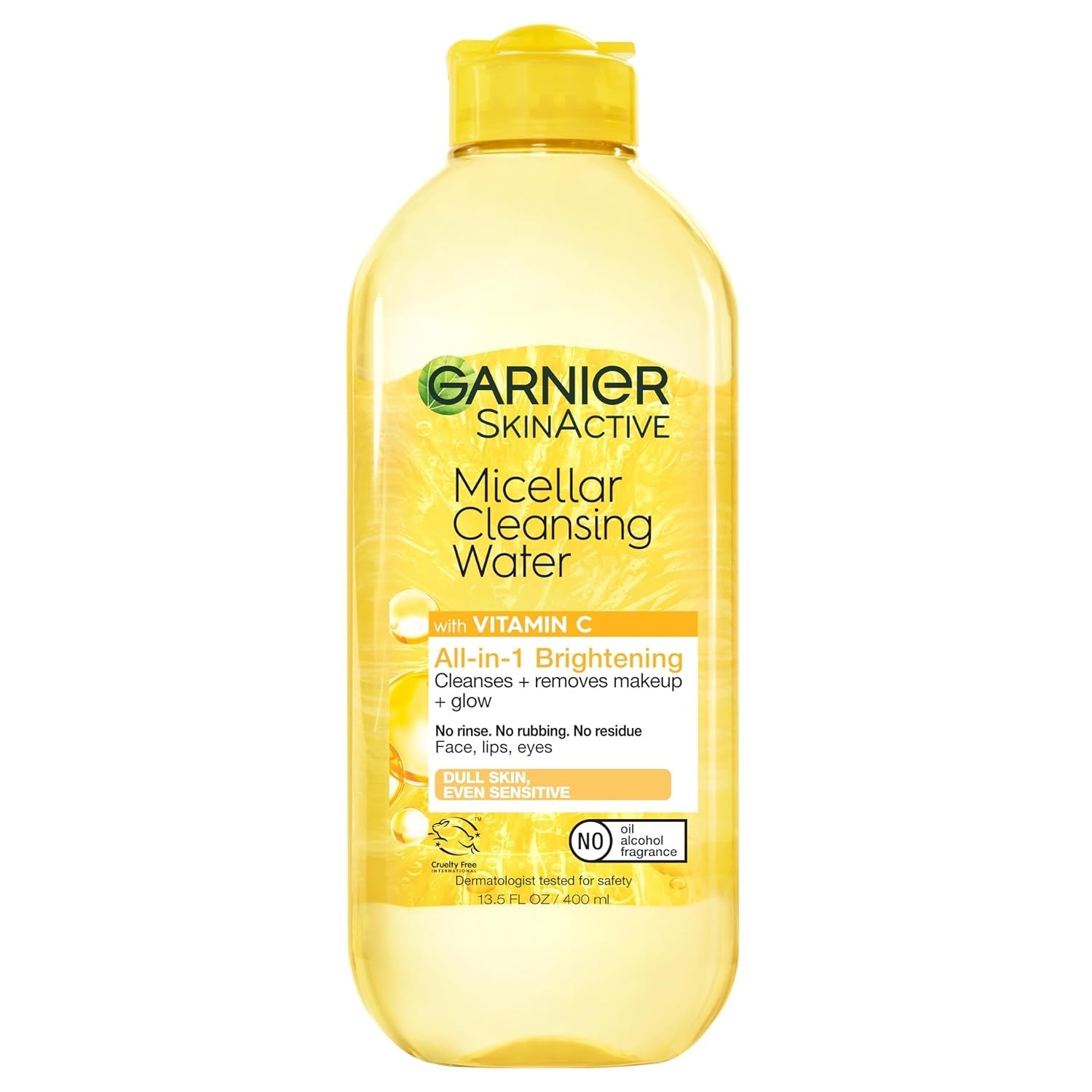 Garnier Micellar Water with Vitamin C, Facial Cleanser & Makeup Remover, Brightening & Hydrating, For All Skin Types, Vegan, Cruelty Free, 13.5 Fl Oz (400mL),