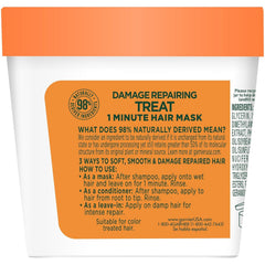 Garnier Fructis Damage Repairing Treat 1 Minute Hair Mask with Papaya Extract for Shine and Scalp Health