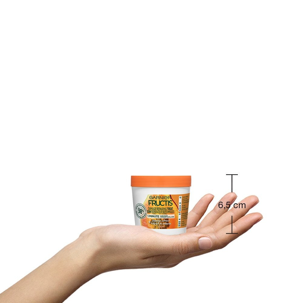Garnier Fructis Damage Repairing Treat 1 Minute Hair Mask with Papaya Extract for Shine and Scalp Health