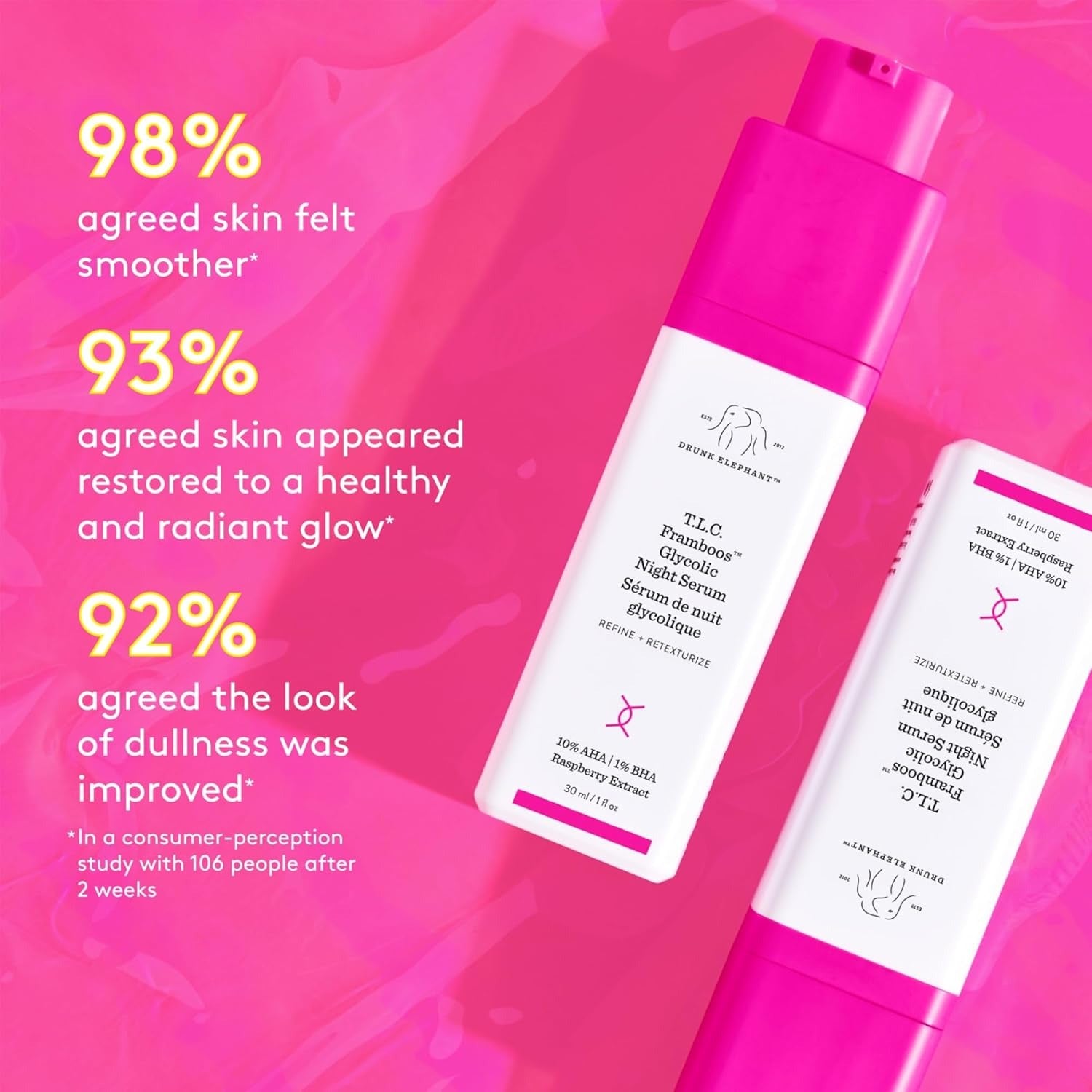 Drunk Elephant T.L.C. Framboos Glycolic Serum - Exfoliating AHA Serum