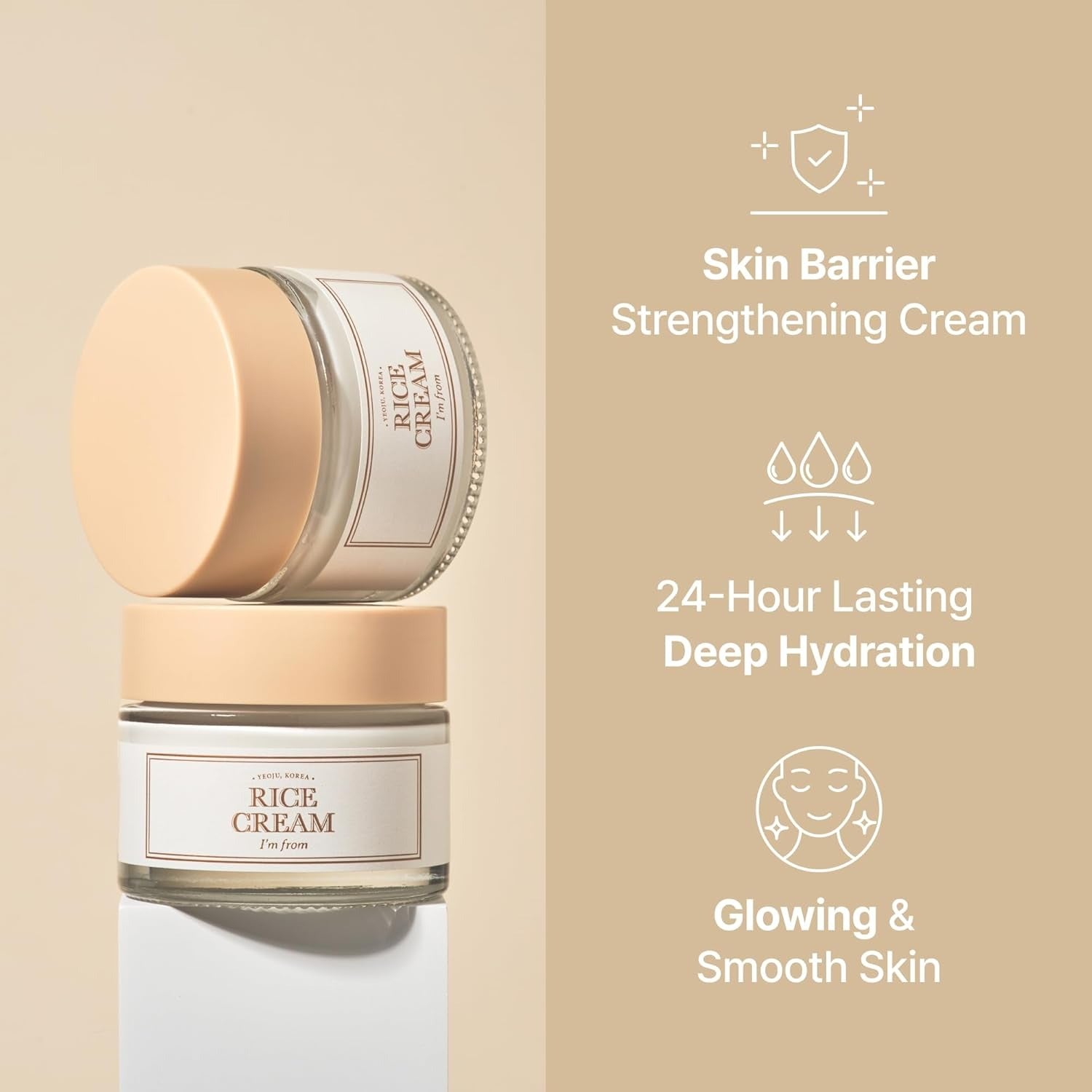 I'm from Rice Cream 1.76 Ounce, Rice Bran Essence with Ceramide, Glowing Look, Improves Moisture Skin Barrier