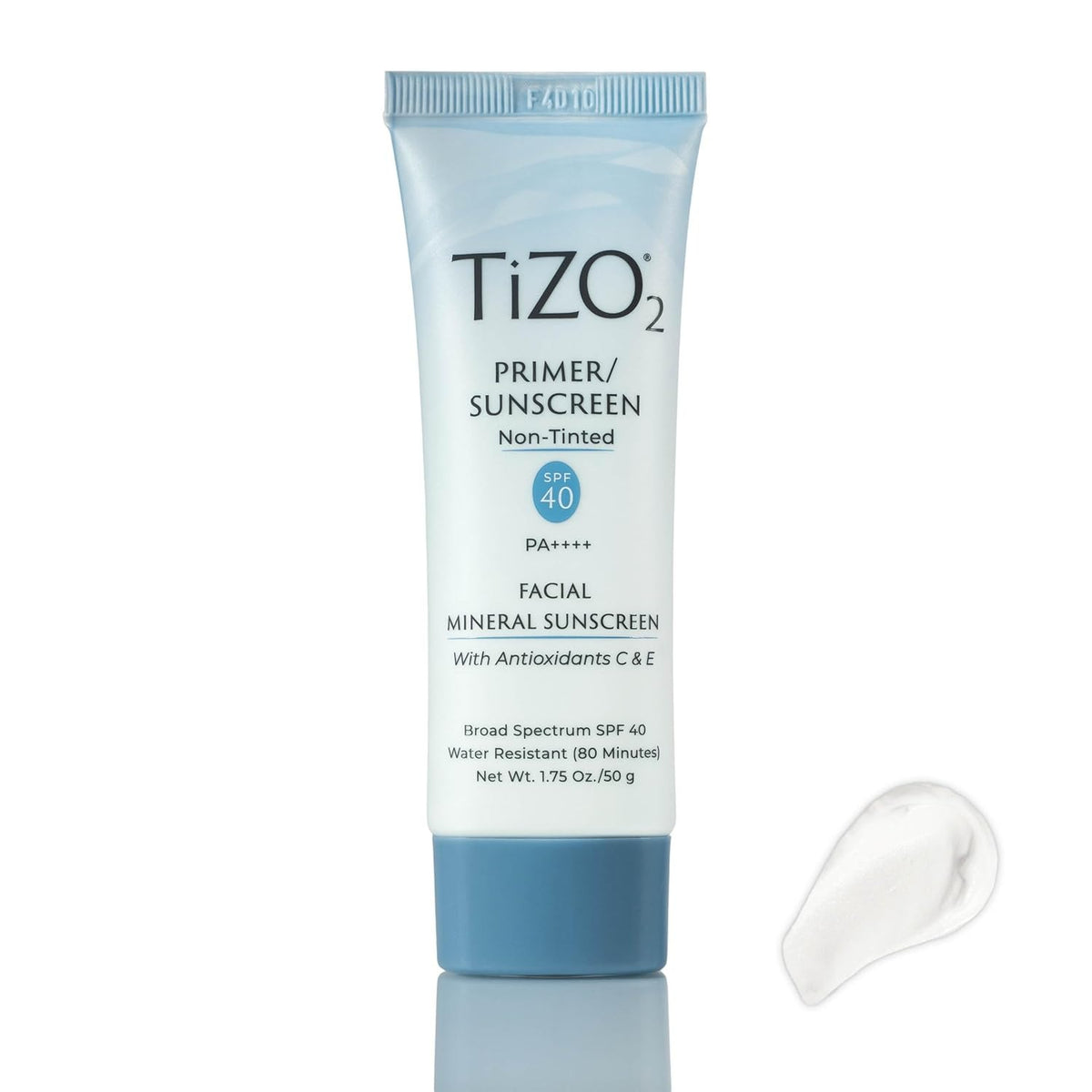 TiZO2 Facial Mineral Sunscreen and Primer, Non-tinted Broad Spectrum SPF 40 with Antioxidants