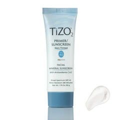 TiZO2 Facial Mineral Sunscreen and Primer, Non-tinted Broad Spectrum SPF 40 with Antioxidants