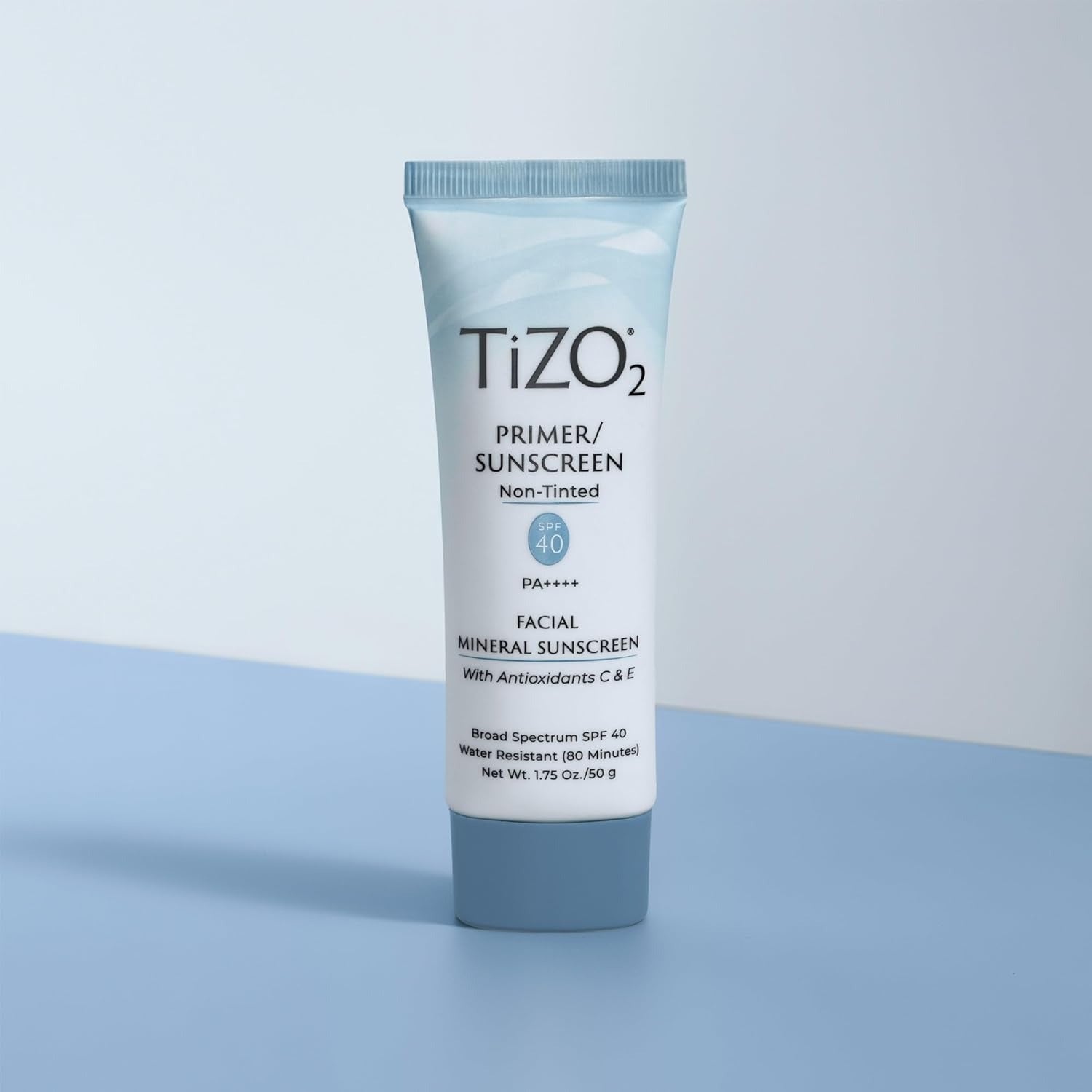 TiZO2 Facial Mineral Sunscreen and Primer, Non-tinted Broad Spectrum SPF 40 with Antioxidants