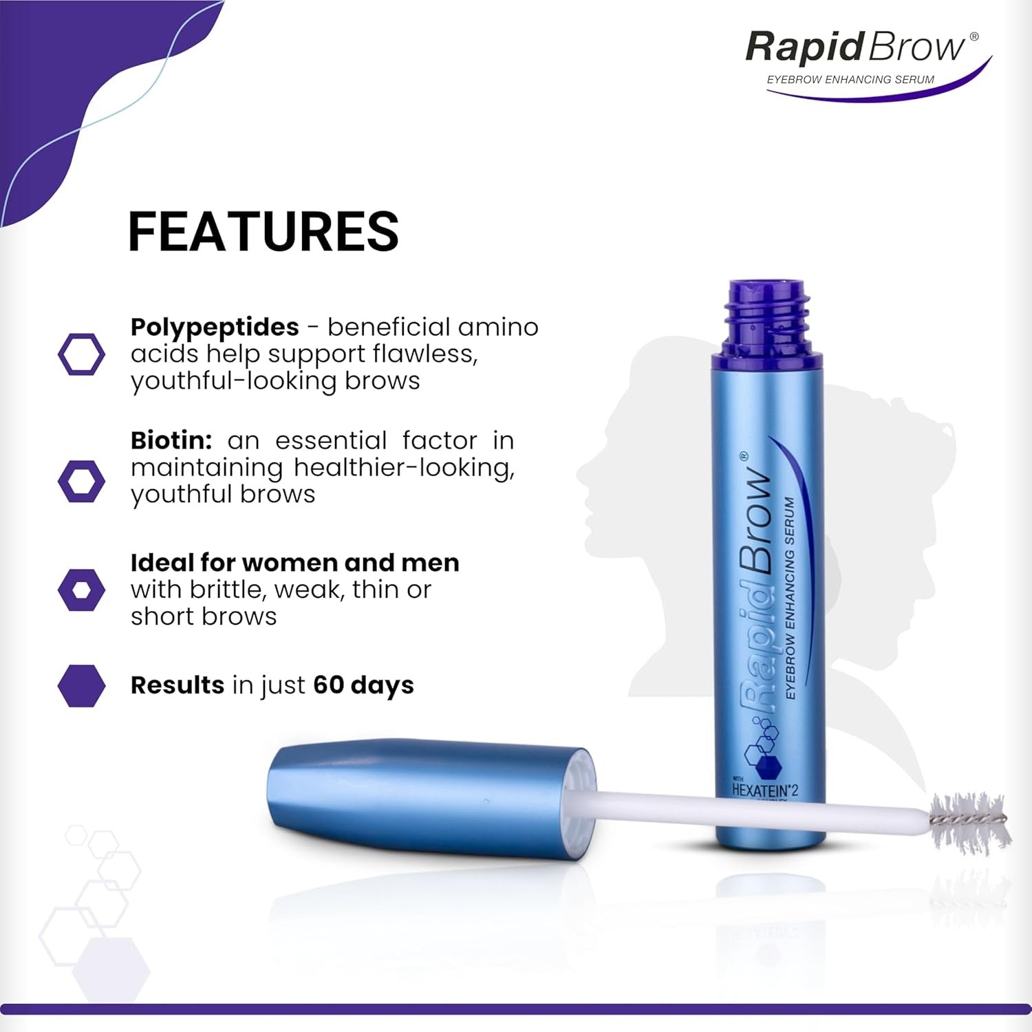 RAPIDBROW Eyebrow Enhancing Serum, 3ml /0.1 Fluid Ounce clear