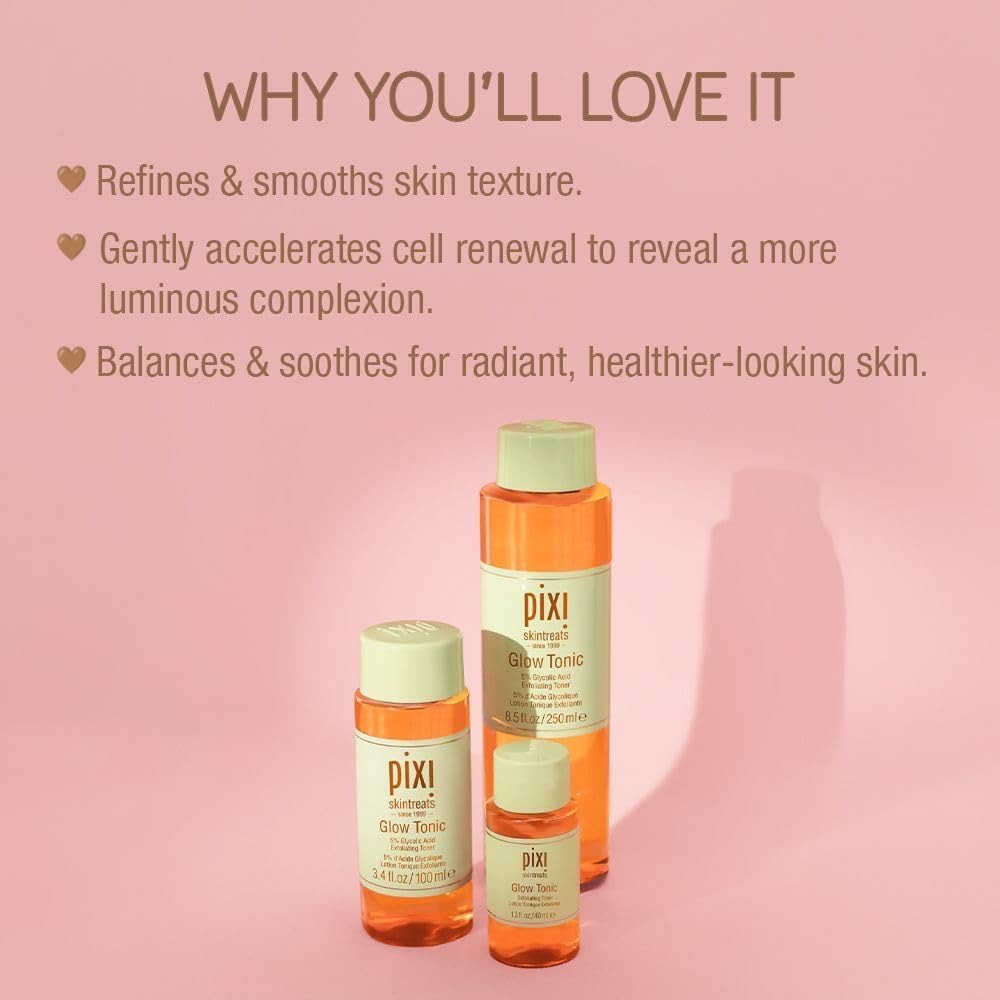 Pixi Glow Tonic Balancing Face Toner Glycolic Acid for Radiant Skin and Daily Brightening (8.5 fl oz / 250 ml) Visit the Pixi Store