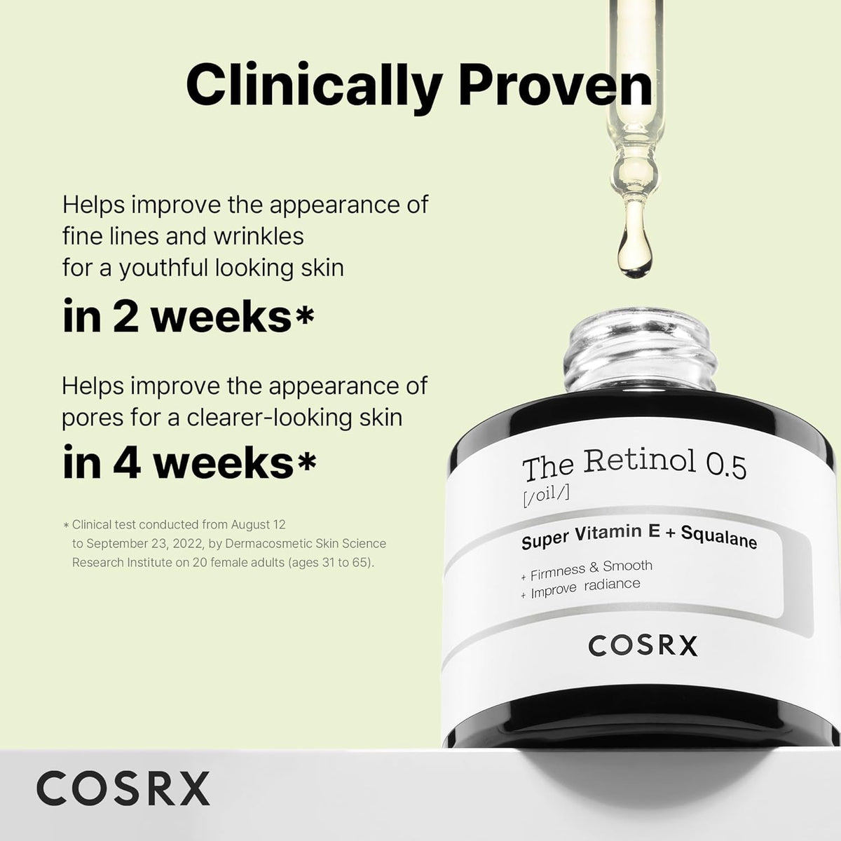 COSRX Retinol 0.5 Oil, Anti-aging Serum with 0.5% Retinoid Treatment for Face, Reduce Wrinkles, Fine Lines, Gentle Skincare for Day & Night, Not Tested on Animals, Korean Skin Care, Stocking Stuffers Visit the COSRX Store