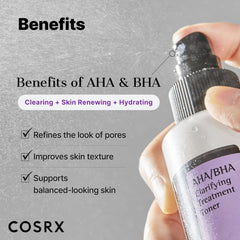 COSRX AHA/BHA Treatment Toner 5.07 fl.oz/ 150ml, Facial Exfoliating Spray for Whiteheads, Pores, & Uneven Skin, Korean Toner, Korean Skin Care, Stocking Stuffers, Gifts for Women, Holiday Gifts Visit the COSRX Store