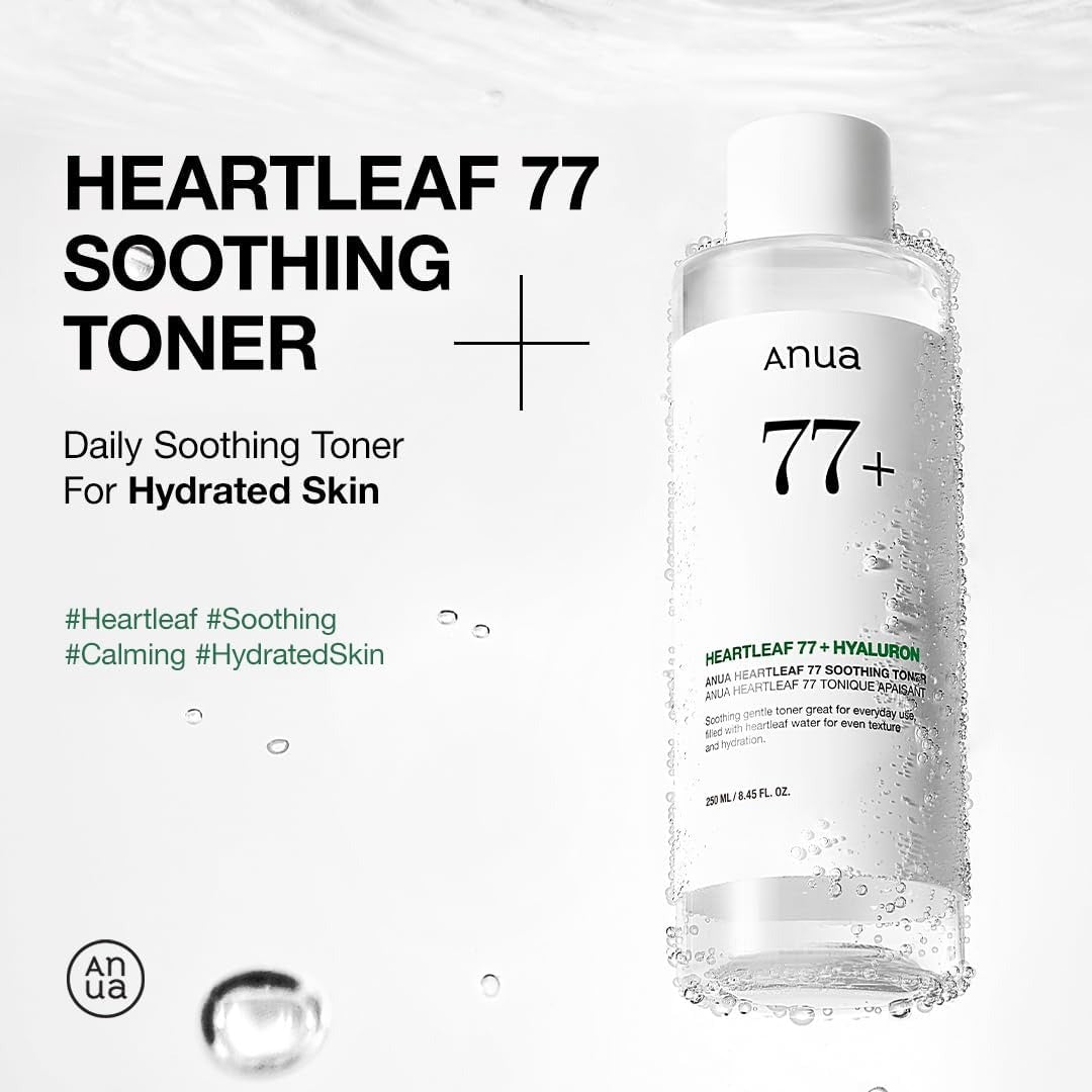 Anua Heartleaf 77 Soothing Toner I pH 5.5 Trouble Care, Calming Skin, Refreshing, Hydrating, Purifying, Cruelty Free, Vegan,(250ml / 8.45 fl.oz.) Visit the ANUA Store