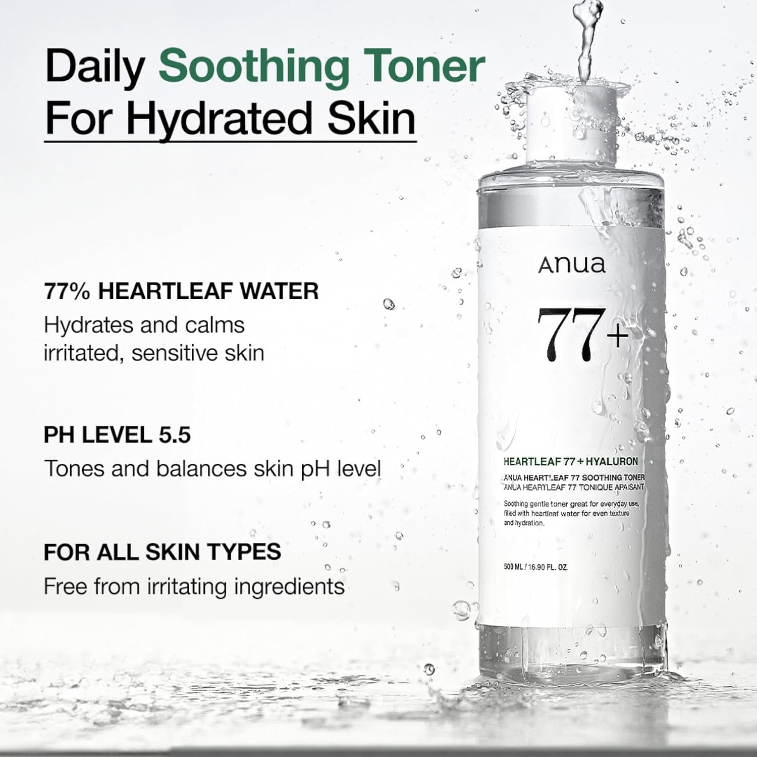 Anua Heartleaf 77 Soothing Toner I pH 5.5 Trouble Care, Calming Skin, Refreshing, Hydrating, Purifying, Cruelty Free, Vegan,(250ml / 8.45 fl.oz.) Visit the ANUA Store