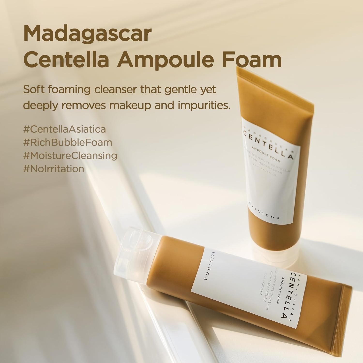SKIN1004 Madagascar Centmpoule ella AFoam, Korean Face Cleanser & Makeup Remover with Centella Asiatica