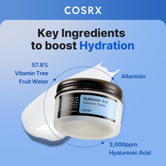 COSRX Hyaluronic Acid Moisturizing Cream, Long-lasting Hydration, Rich Moisturizer for Sensitive Skin 3.52 oz / 100g, Korean Skin Care, Stocking Stuffers, Animal Testing Free, Parabens Free