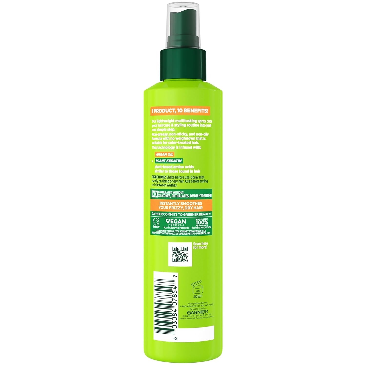 Garnier Fructis Sleek & Shine 10-in-1 for Frizzy, Dry Hair, Plant Keratin