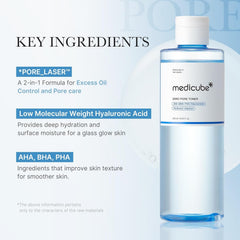 medicube Zero Pore Toner I Exfoliating & Hydrating Blue Bottle