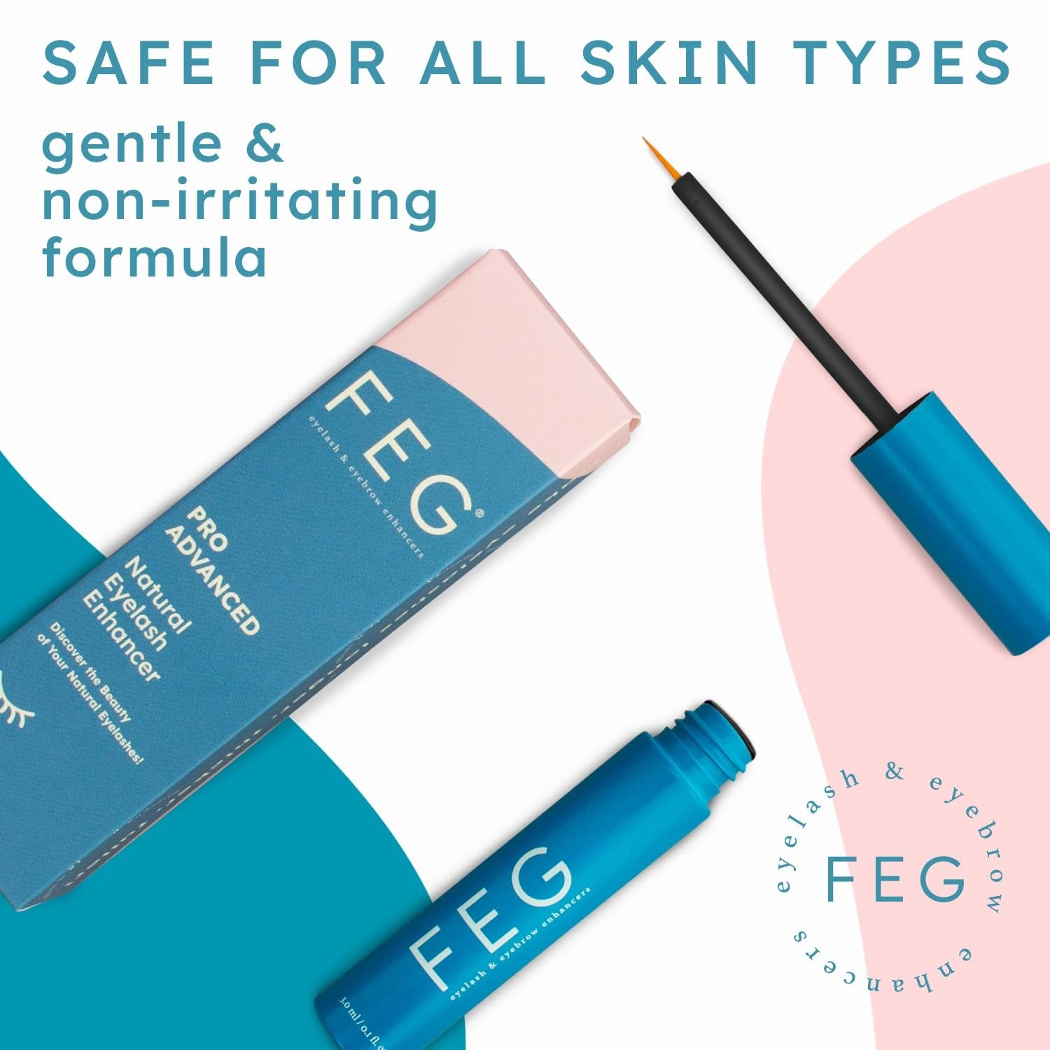 FEG Pro Advanced Natural Eyelash Enhancer Serum for Rapid Lash Growth | Extra Strength Lash Serum for Growing Thick, Full, and Long Eyelashes | 3ml | Stimulates Natural Growth