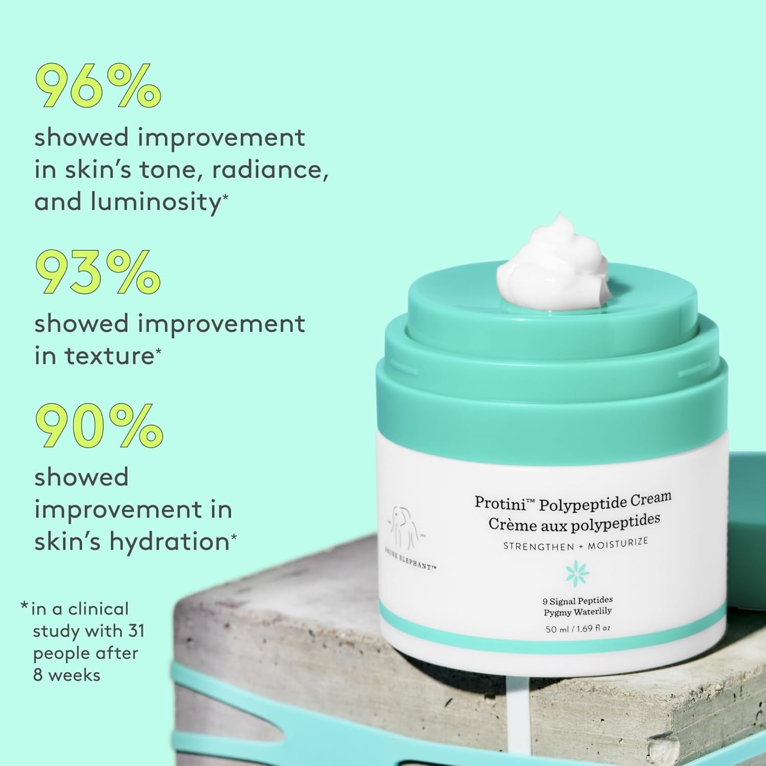 Drunk Elephant Protini Polypeptide Cream - Firming Moisturizer - Clean Clinical Skincare - Cruelty-Free - Dermatologist-Tested - Free of Essential Oils, Silicones, and Fragrance