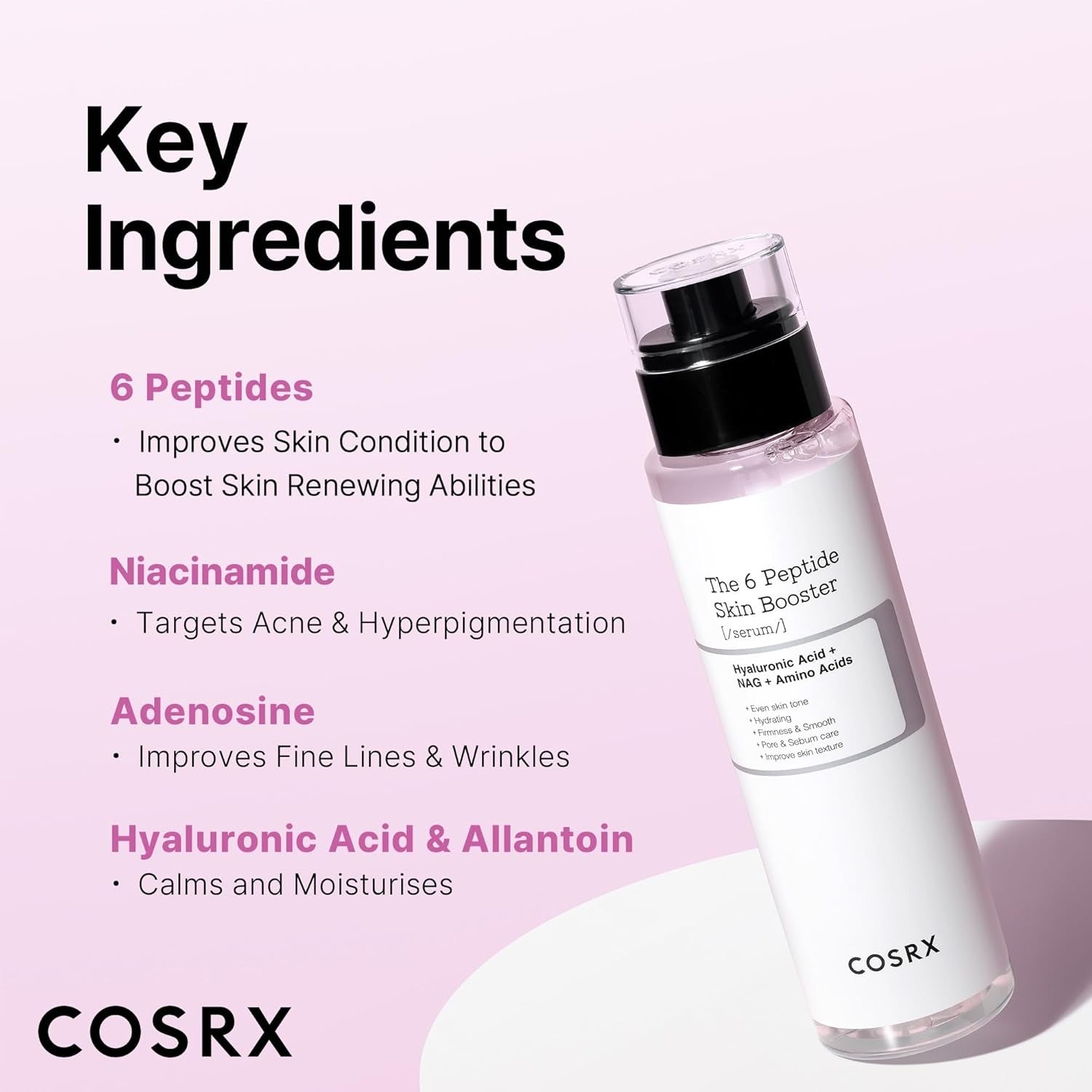 COSRX 6X Peptide Collagen Booster Toner Serum with Copper Peptides, Niacinamide & Hyaluronic Acid Skin Renewal Boosting Facial Essences, Korean Skin Care