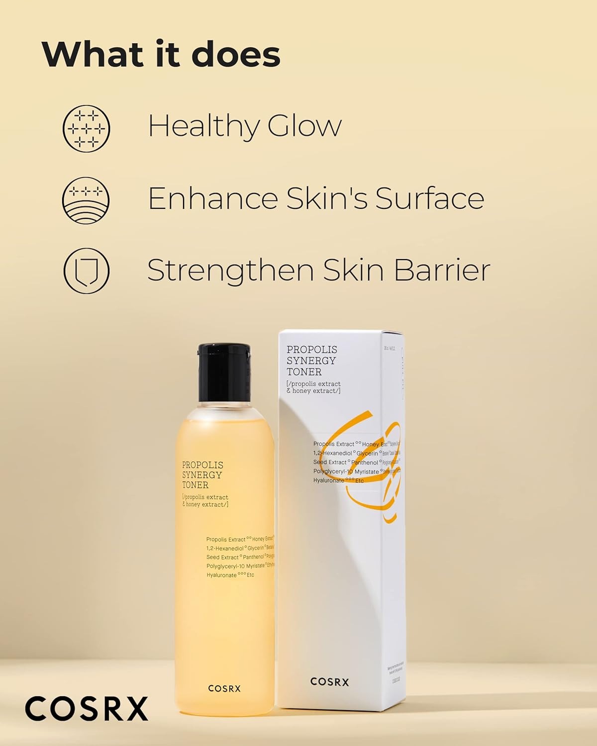 Instant Moisture Boosting Toner, Propolis 72.6% Honey 10.7% Panthenol, Korean Skin Care